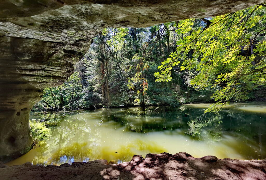 Blick aus der Gustav-Adolf-Höhle auf die Schwarzach