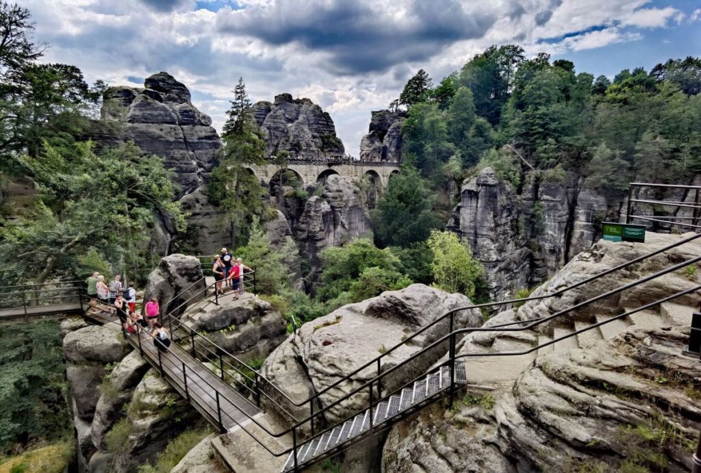 Basteibrücke von der Felsenburg Neurathen gesehen